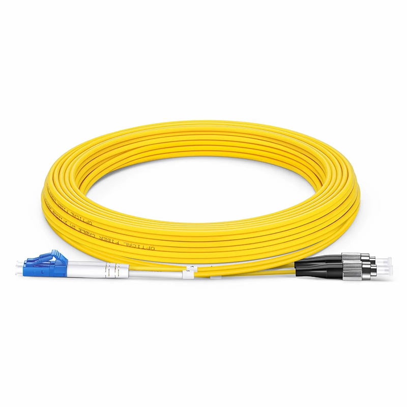 SFPS 5m (16ft) Fiber Patch Cable, 2 Fibers, LC UPC Duplex to FC UPC, Single Mode (OS2), Riser (OFNR), 2.0mm, Tight-Buffered, Yellow