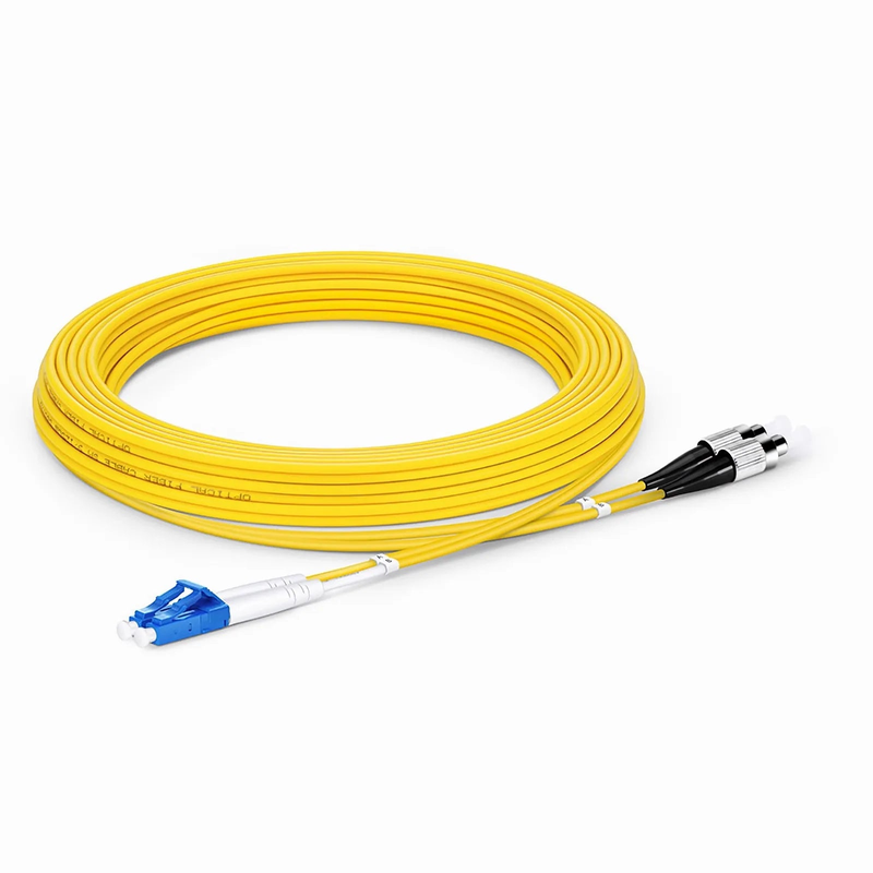 SFPS 5m (16ft) Fiber Patch Cable, 2 Fibers, LC UPC Duplex to FC UPC, Single Mode (OS2), Riser (OFNR), 2.0mm, Tight-Buffered, Yellow