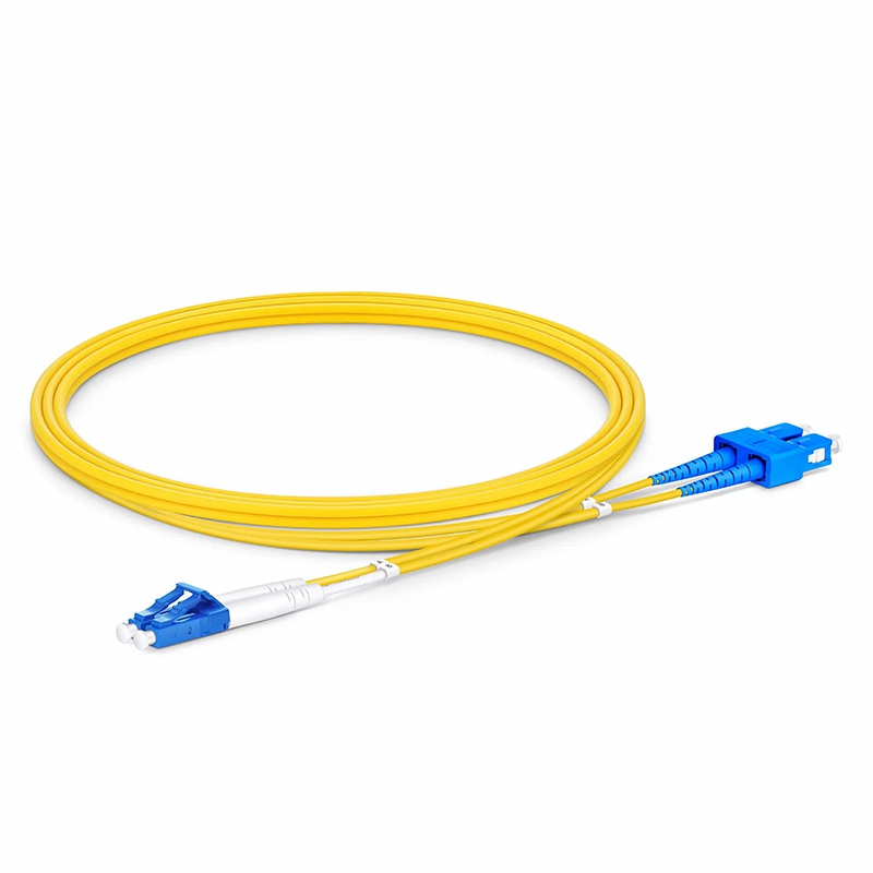 SFPS 1m (3ft) Fiber Patch Cable, 2 Fibers, LC UPC Duplex to SC UPC Duplex, Single Mode (OS2), Riser (OFNR), 2.0mm, Tight-Buffered, Yellow