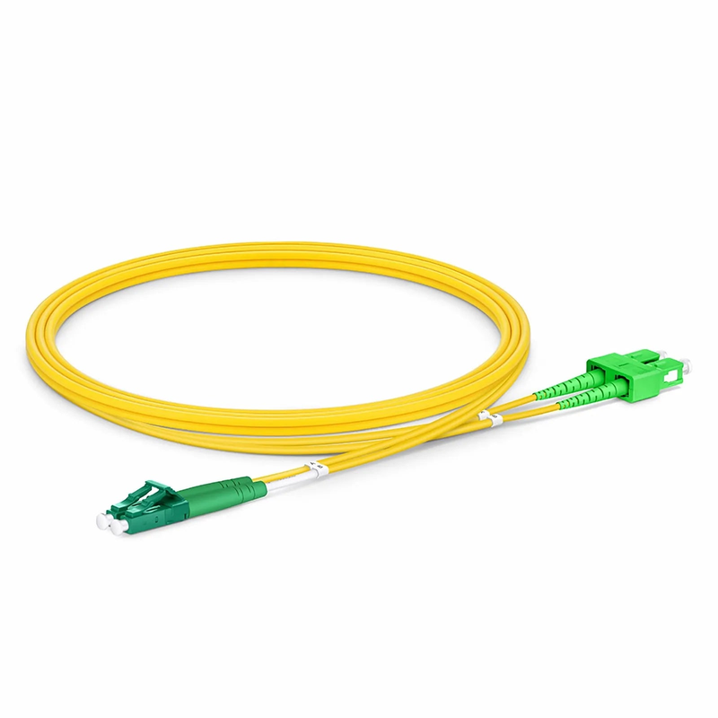 SFPS 1m (3ft) Fiber Patch Cable, 2 Fibers, LC APC Duplex to SC APC Duplex, Single Mode (OS2), Riser (OFNR), 2.0mm, Tight-Buffered, Yellow
