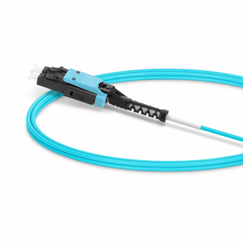 SFPS 1m (3ft) Fiber Patch Cable, 2 Fibers, LC UPC Duplex to LC UPC Duplex Flat Clip with Push-Pull Boot Uniboot, Multimode (OM4), Riser (OFNR), 2.0mm, Aqua