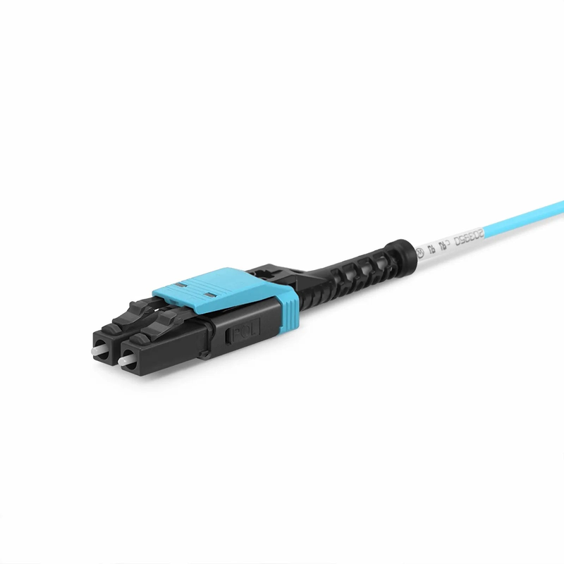SFPS 1m (3ft) Fiber Patch Cable, 2 Fibers, LC UPC Duplex to LC UPC Duplex Flat Clip with Push-Pull Boot Uniboot, Multimode (OM4), Riser (OFNR), 2.0mm, Aqua