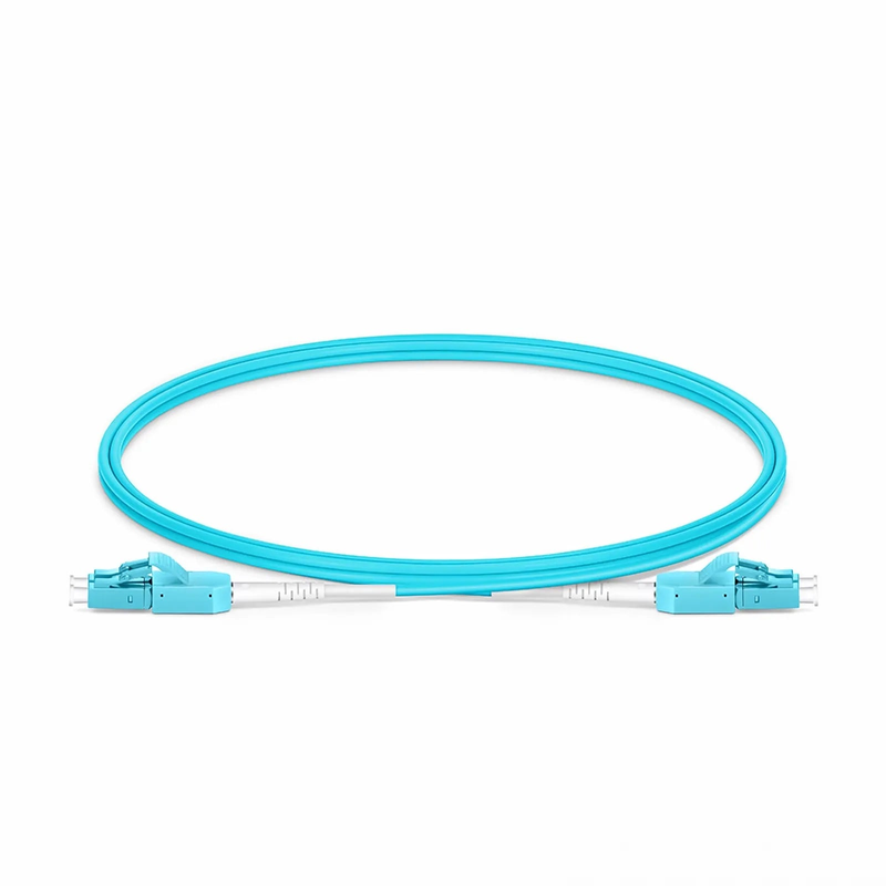 SFPS 1m (3ft) Fiber Patch Cable, 2 Fibers, LC UPC Duplex to LC UPC Duplex Standard Clip Uniboot, Multimode (OM4), Riser (OFNR), 2.0mm, Aqua
