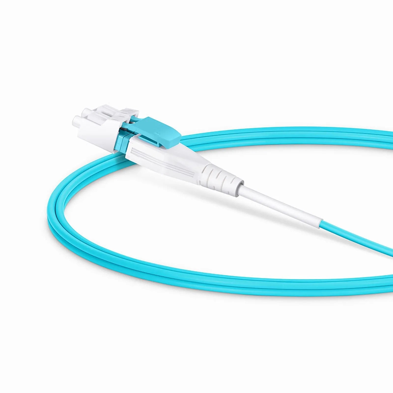 SFPS 1m (3ft) Fiber Patch Cable, 2 Fibers, LC UPC Duplex to LC UPC Duplex Flat Clip Uniboot, Multimode (OM4), Riser (OFNR), 2.0mm, Aqua