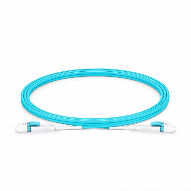 SFPS 2m (7ft) Fiber Patch Cable, 2 Fibers, LC UPC Duplex to LC UPC Duplex Flat Clip Uniboot, Multimode (OM4), Riser (OFNR), 2.0mm, Aqua