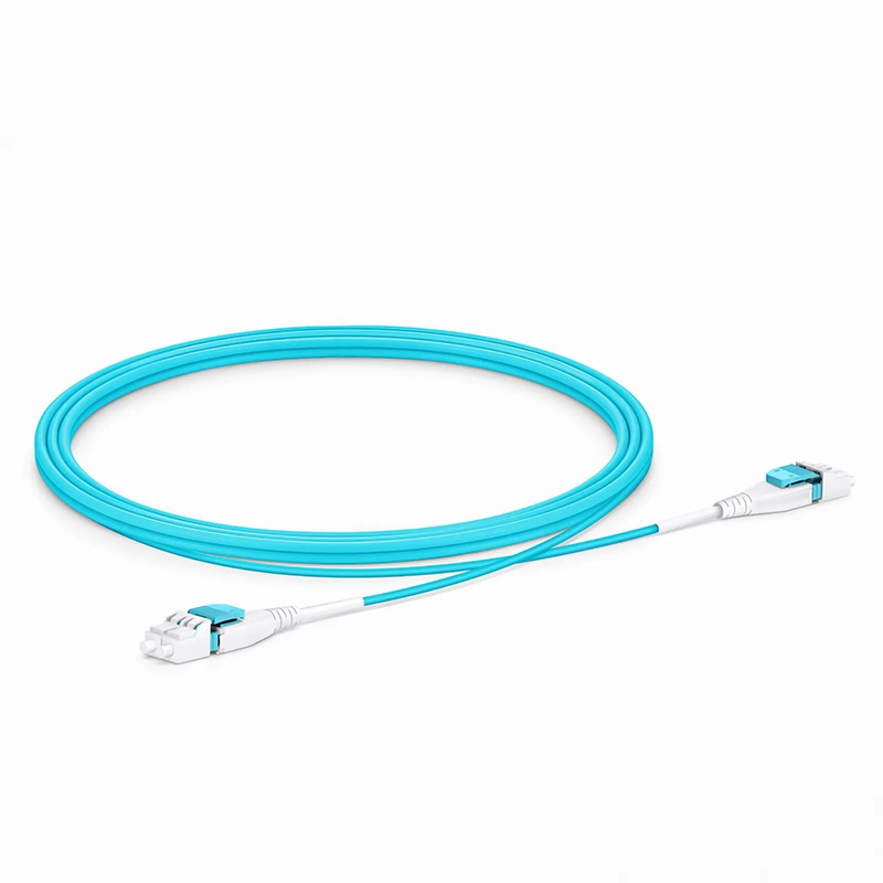SFPS 2m (7ft) Fiber Patch Cable, 2 Fibers, LC UPC Duplex to LC UPC Duplex Flat Clip Uniboot, Multimode (OM4), Riser (OFNR), 2.0mm, Aqua