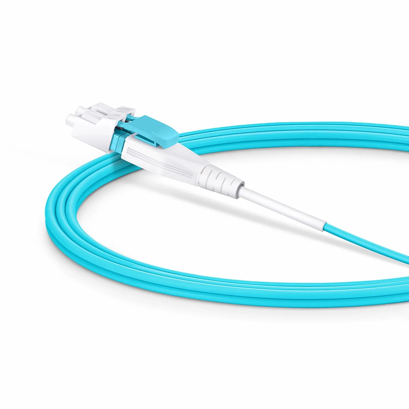 SFPS 2m (7ft) Fiber Patch Cable, 2 Fibers, LC UPC Duplex to LC UPC Duplex Flat Clip Uniboot, Multimode (OM4), Riser (OFNR), 2.0mm, Aqua