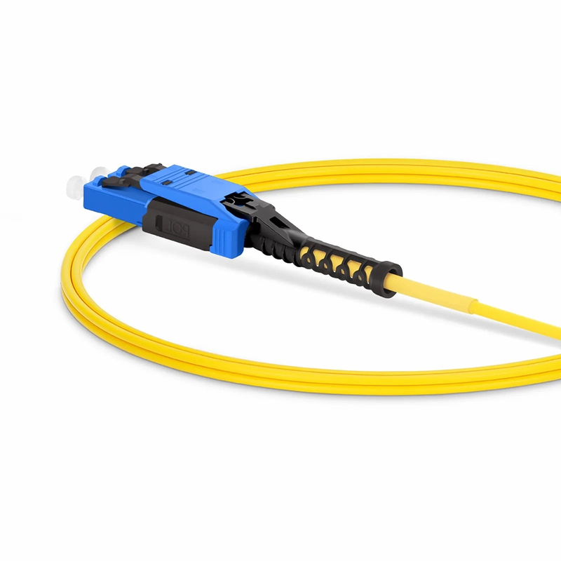 SFPS 2m (7ft) Fiber Patch Cable, 2 Fibers, LC UPC Duplex to LC UPC Duplex Flat Clip with Push-Pull Boot Uniboot, Single Mode (OS2), Riser (OFNR), 2.0mm, Yellow