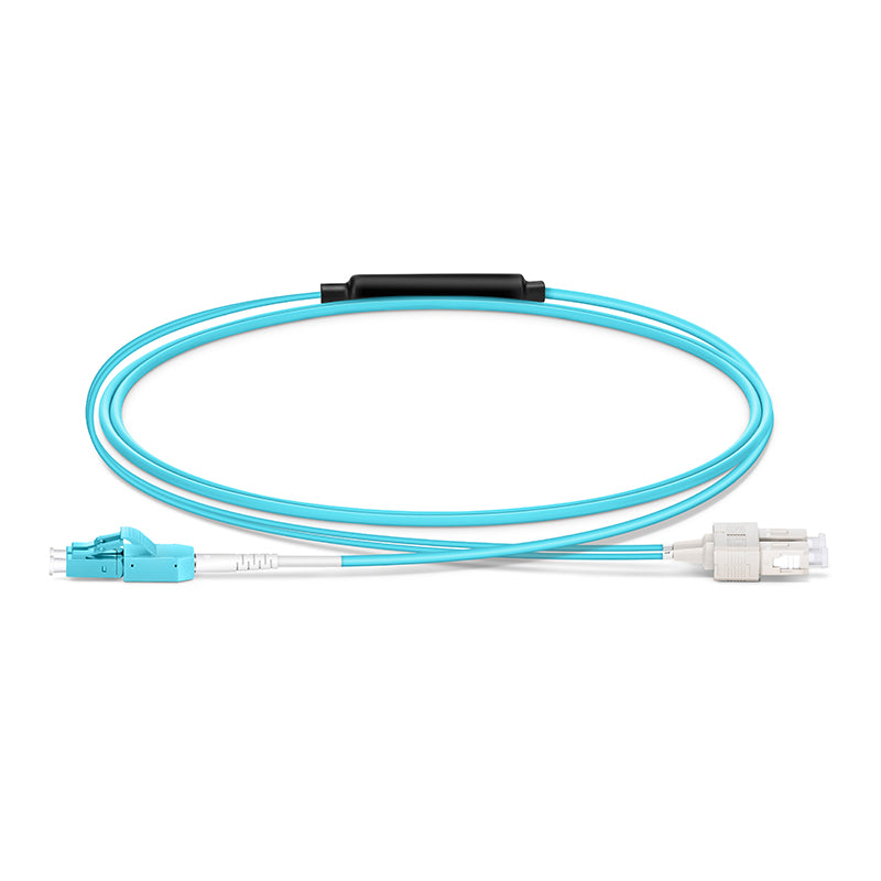 SFPS 1m (3ft) Fiber Patch Cable, 2 Fibers, LC UPC Duplex Standard Clip Uniboot to SC UPC Duplex, Multimode (OM4), Riser (OFNR), 2.0/0.9mm, Aqua