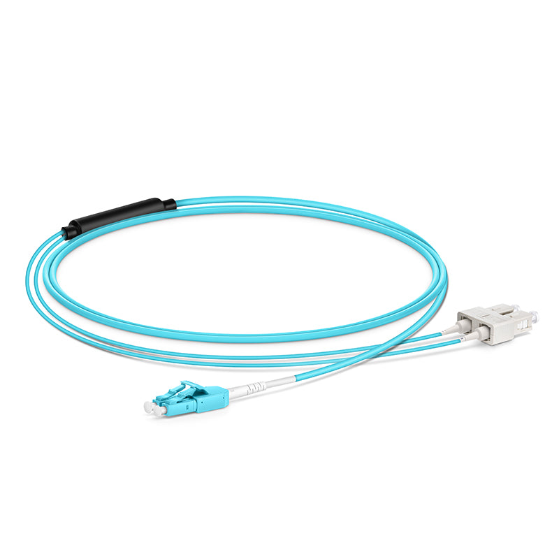 SFPS 1m (3ft) Fiber Patch Cable, 2 Fibers, LC UPC Duplex Standard Clip Uniboot to SC UPC Duplex, Multimode (OM4), Riser (OFNR), 2.0/0.9mm, Aqua