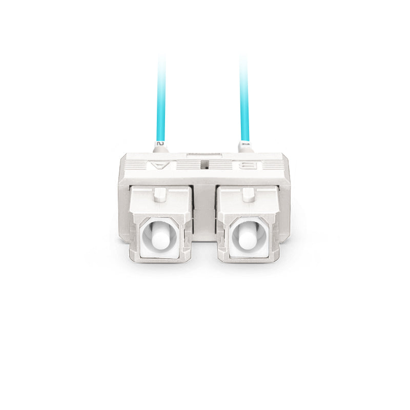 SFPS 1m (3ft) Fiber Patch Cable, 2 Fibers, LC UPC Duplex Standard Clip Uniboot to SC UPC Duplex, Multimode (OM4), Riser (OFNR), 2.0/0.9mm, Aqua