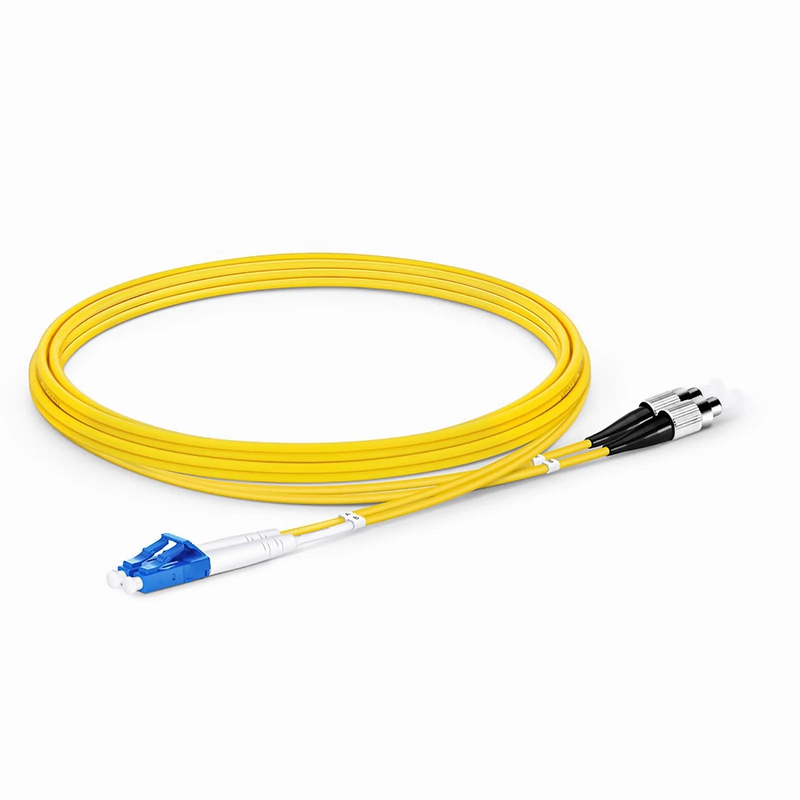SFPS 2m (7ft) Fiber Patch Cable, 2 Fibers, LC UPC Duplex to FC UPC, Single Mode (OS2), Riser (OFNR), 2.0mm, Tight-Buffered, Yellow