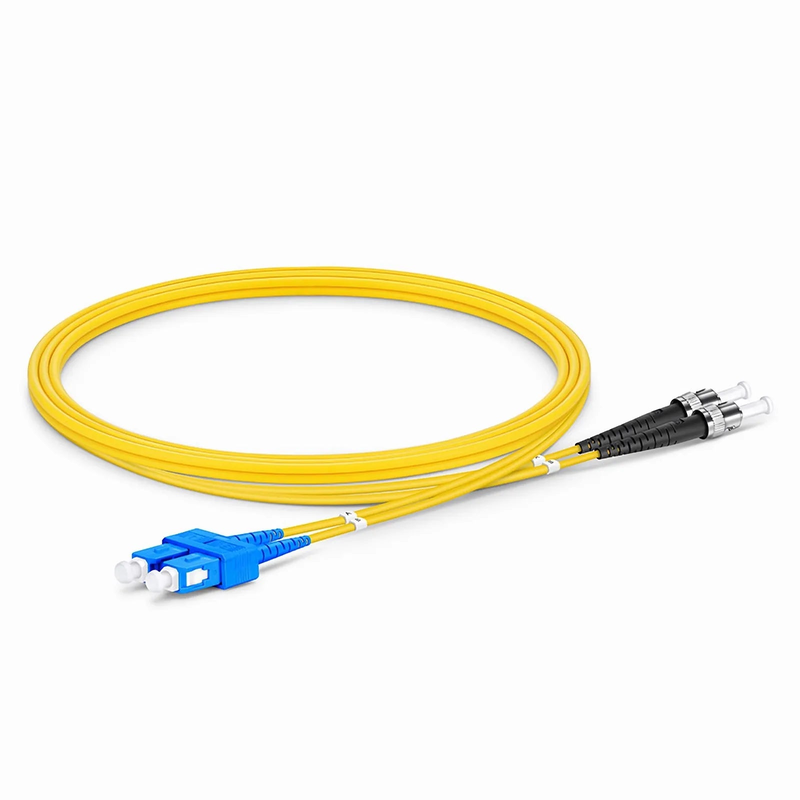 SFPS 1m (3ft) Fiber Patch Cable, 2 Fibers, SC UPC Duplex to ST UPC, Single Mode (OS2), Riser (OFNR), 2.0mm, Tight-Buffered, Yellow