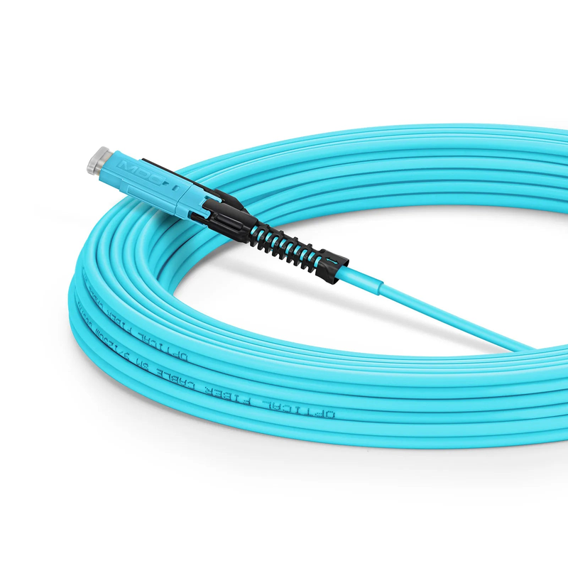 SFPS 35m (115ft) Fiber Patch Cable, 2 Fibers, MDC UPC Duplex to MDC UPC Duplex Uniboot, Multimode (OM4), Riser (OFNR), 2.0mm, Aqua, for 100/400/800G Network Connection