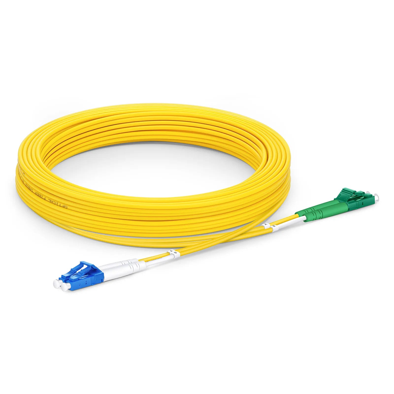 SFPS 10m (33ft) Fiber Patch Cable, 2 Fibers, LC UPC Duplex to LC APC Duplex, Single Mode (OS2), Riser (OFNR), 2.0mm, Tight-Buffered, Yellow