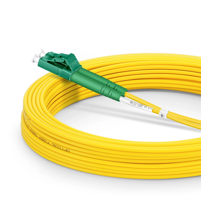 SFPS 10m (33ft) Fiber Patch Cable, 2 Fibers, LC UPC Duplex to LC APC Duplex, Single Mode (OS2), Riser (OFNR), 2.0mm, Tight-Buffered, Yellow
