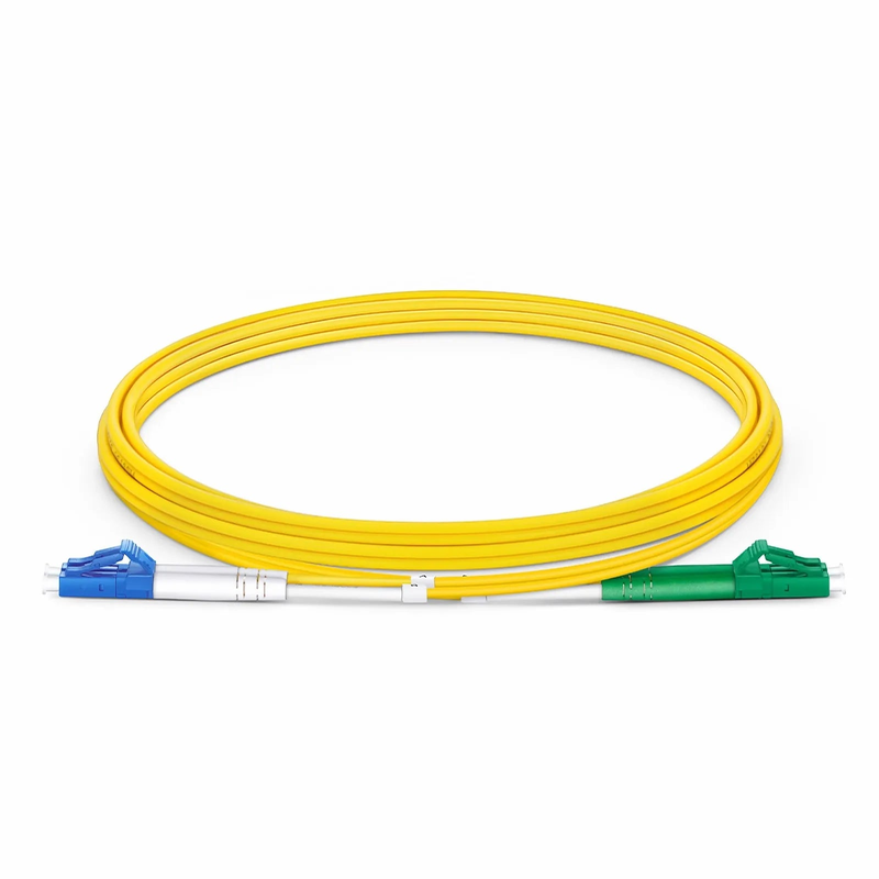 SFPS 2m (7ft) Fiber Patch Cable, 2 Fibers, LC UPC Duplex to LC APC Duplex, Single Mode (OS2), Riser (OFNR), 2.0mm, Tight-Buffered, Yellow