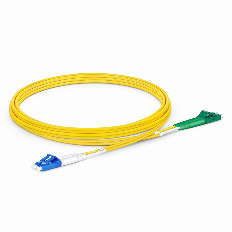 SFPS 2m (7ft) Fiber Patch Cable, 2 Fibers, LC UPC Duplex to LC APC Duplex, Single Mode (OS2), Riser (OFNR), 2.0mm, Tight-Buffered, Yellow