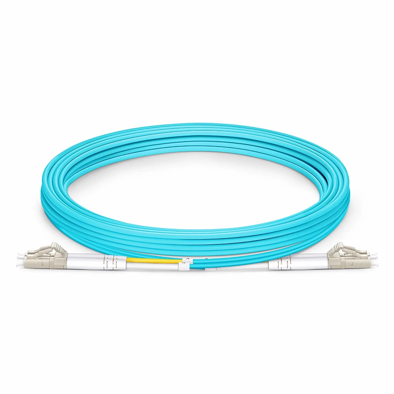 SFPS 3m (10ft) Fiber Patch Cable, 2 Fibers, Ultra Low Loss, LC UPC Duplex to LC UPC Duplex, Multimode (OM4), Riser (OFNR), 2.0mm, Typical 0.08dB IL, Tight-Buffered, Aqua