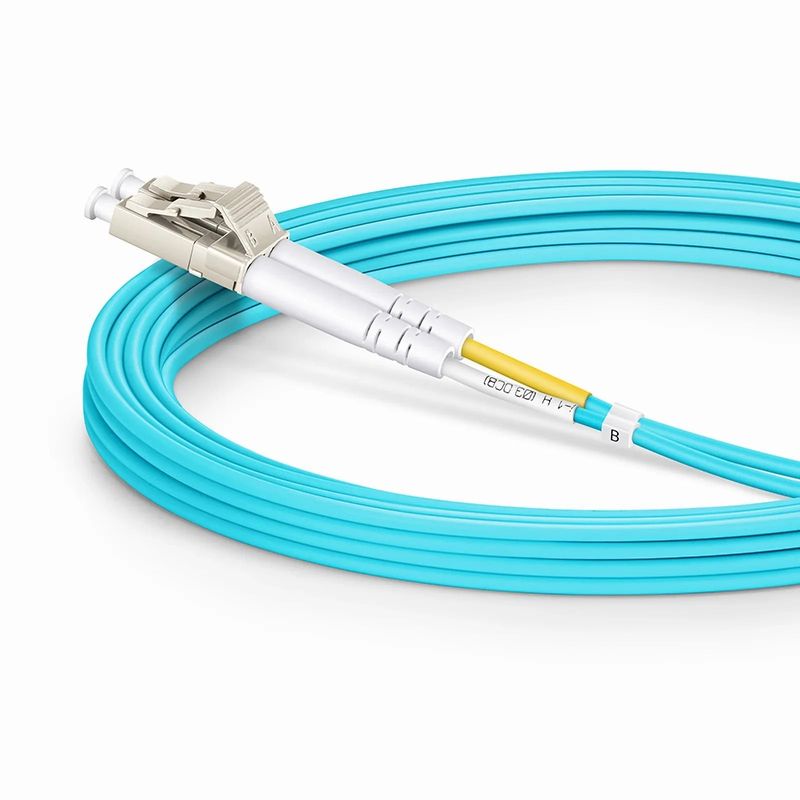 SFPS 3m (10ft) Fiber Patch Cable, 2 Fibers, Ultra Low Loss, LC UPC Duplex to LC UPC Duplex, Multimode (OM4), Riser (OFNR), 2.0mm, Typical 0.08dB IL, Tight-Buffered, Aqua