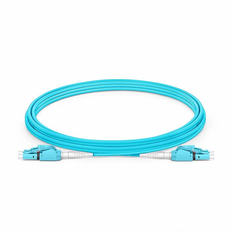 SFPS 3m (10ft) Fiber Patch Cable, 2 Fibers, LC UPC Duplex to LC UPC Duplex Switchable Clip Uniboot, Multimode (OM3), Riser (OFNR), 2.0mm, Aqua