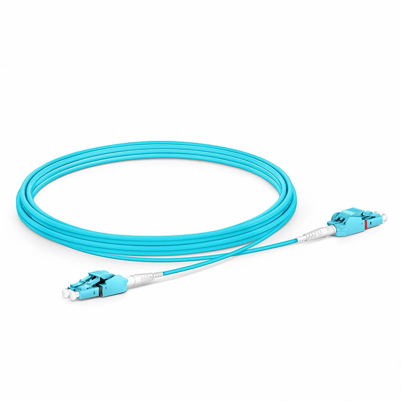 SFPS 3m (10ft) Fiber Patch Cable, 2 Fibers, LC UPC Duplex to LC UPC Duplex Switchable Clip Uniboot, Multimode (OM3), Riser (OFNR), 2.0mm, Aqua