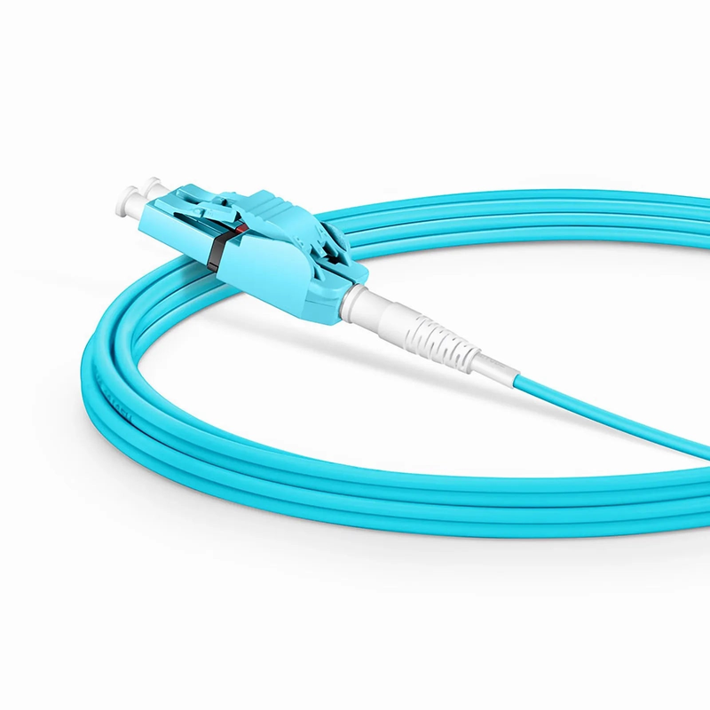 SFPS 3m (10ft) Fiber Patch Cable, 2 Fibers, LC UPC Duplex to LC UPC Duplex Switchable Clip Uniboot, Multimode (OM3), Riser (OFNR), 2.0mm, Aqua