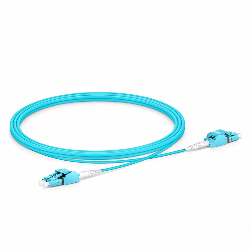 SFPS 2m (7ft) Fiber Patch Cable, 2 Fibers, LC UPC Duplex to LC UPC Duplex Switchable Clip Uniboot, Multimode (OM3), Riser (OFNR), 2.0mm, Aqua