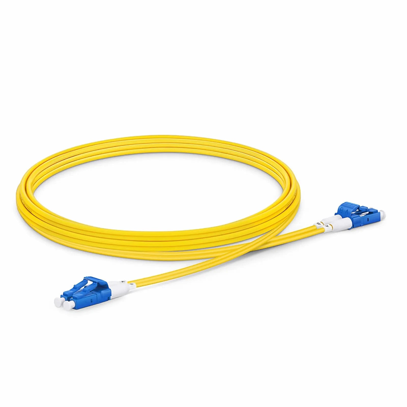 SFPS 2m (7ft) Fiber Patch Cable, 2 Fibers, Short Boot, LC UPC Duplex to LC UPC Duplex, Single Mode (OS2), Riser (OFNR), 2.0mm, Tight-Buffered, Yellow