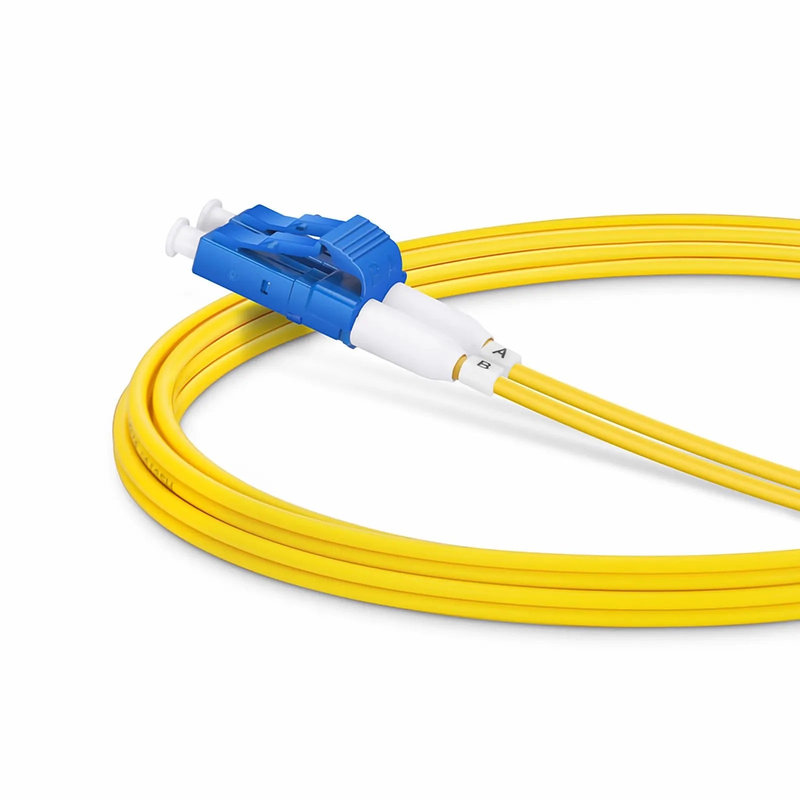 SFPS 2m (7ft) Fiber Patch Cable, 2 Fibers, Short Boot, LC UPC Duplex to LC UPC Duplex, Single Mode (OS2), Riser (OFNR), 2.0mm, Tight-Buffered, Yellow