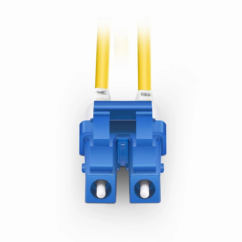 SFPS 2m (7ft) Fiber Patch Cable, 2 Fibers, Short Boot, LC UPC Duplex to LC UPC Duplex, Single Mode (OS2), Riser (OFNR), 2.0mm, Tight-Buffered, Yellow