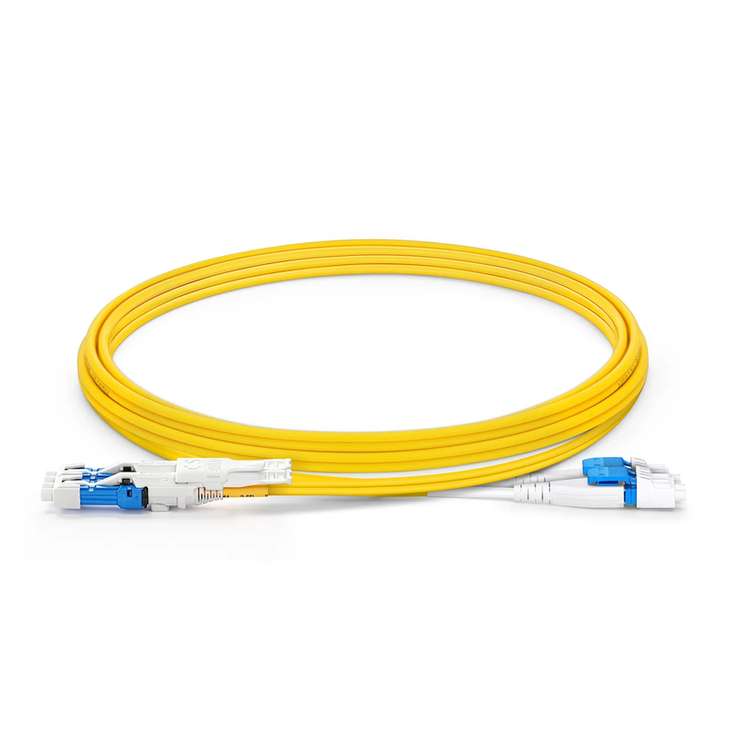 SFPS 2m (7ft) Fiber Patch Cable, 4 Fibers, 2 x CSA UPC Duplex to 2 x LC UPC Duplex Flat Clip Uniboot, Single Mode (OS2), Riser (OFNR), 2.0mm, Yellow, for 200/400/800G Network Connection