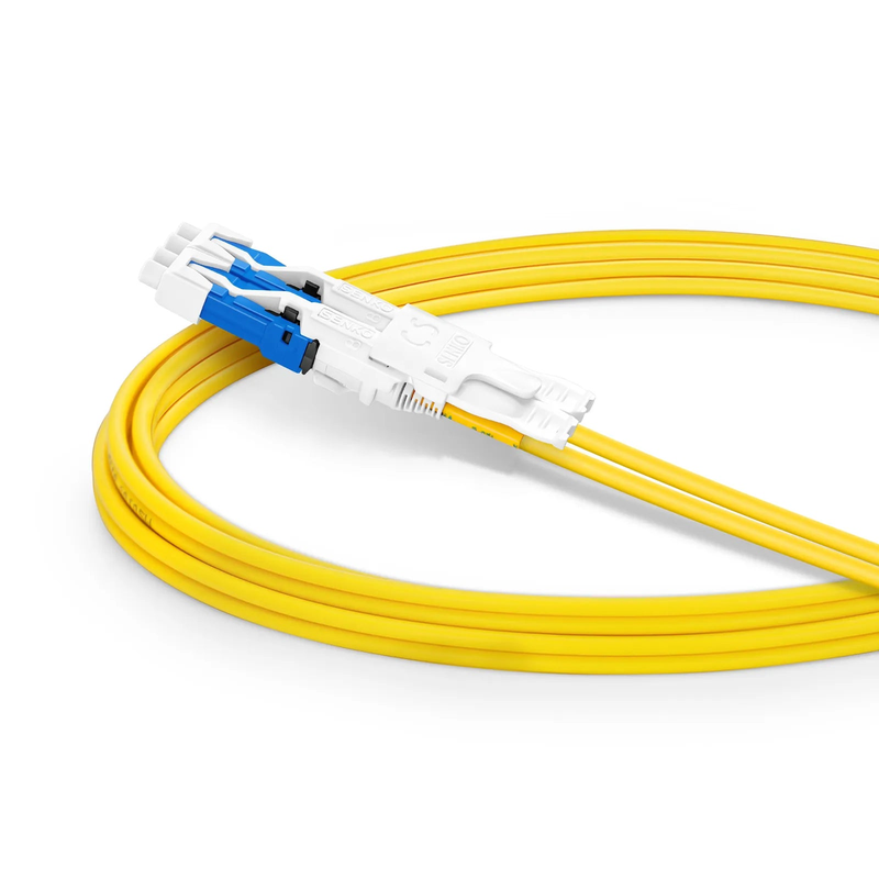 SFPS 2m (7ft) Fiber Patch Cable, 4 Fibers, 2 x CSA UPC Duplex to 2 x LC UPC Duplex Flat Clip Uniboot, Single Mode (OS2), Riser (OFNR), 2.0mm, Yellow, for 200/400/800G Network Connection