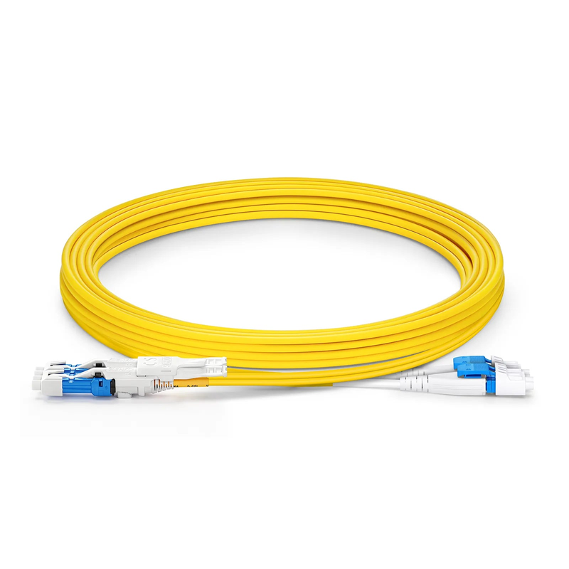 SFPS 3m (10ft) Fiber Patch Cable, 4 Fibers, 2 x CSA UPC Duplex to 2 x LC UPC Duplex Flat Clip Uniboot, Single Mode (OS2), Riser (OFNR), 2.0mm, Yellow, for 200/400/800G Network Connection
