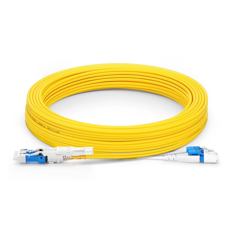 SFPS 10m (33ft) Fiber Patch Cable, 4 Fibers, 2 x CSA UPC Duplex to 2 x LC UPC Duplex Flat Clip Uniboot, Single Mode (OS2), Riser (OFNR), 2.0mm, Yellow, for 200/400/800G Network Connection