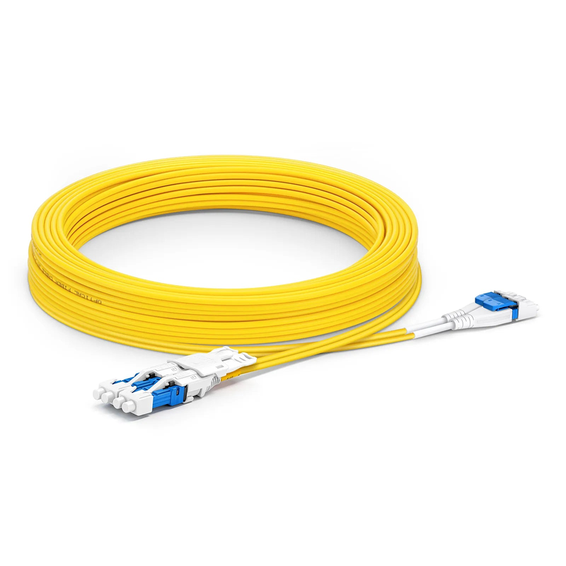 SFPS 10m (33ft) Fiber Patch Cable, 4 Fibers, 2 x CSA UPC Duplex to 2 x LC UPC Duplex Flat Clip Uniboot, Single Mode (OS2), Riser (OFNR), 2.0mm, Yellow, for 200/400/800G Network Connection