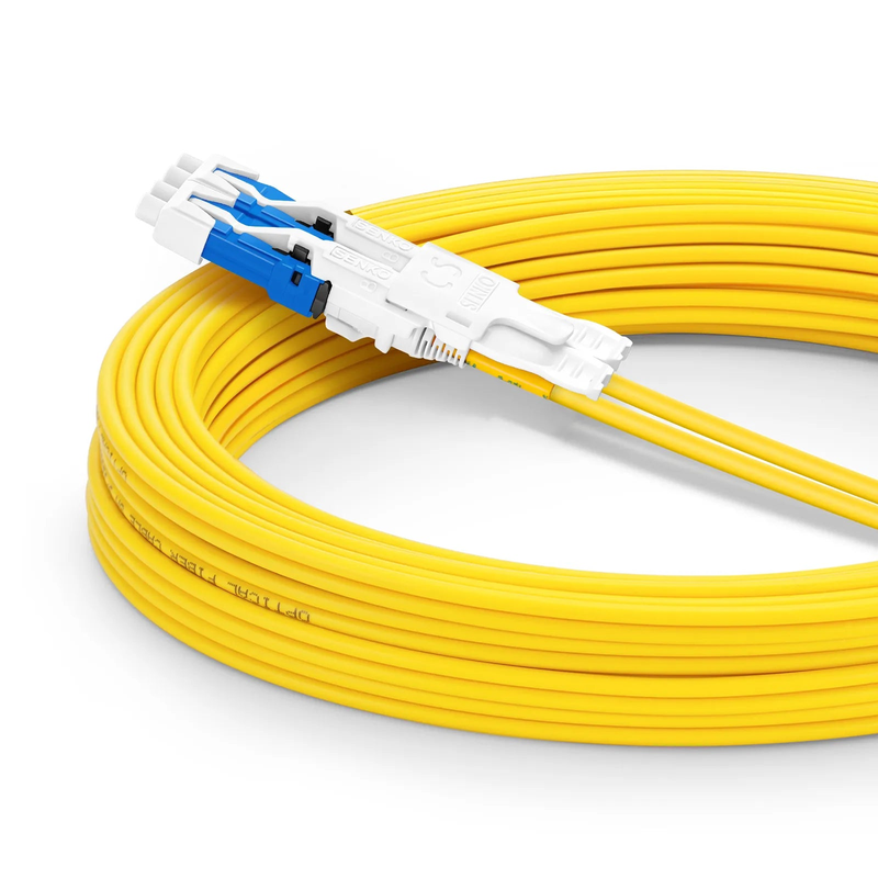 SFPS 10m (33ft) Fiber Patch Cable, 4 Fibers, 2 x CSA UPC Duplex to 2 x LC UPC Duplex Flat Clip Uniboot, Single Mode (OS2), Riser (OFNR), 2.0mm, Yellow, for 200/400/800G Network Connection