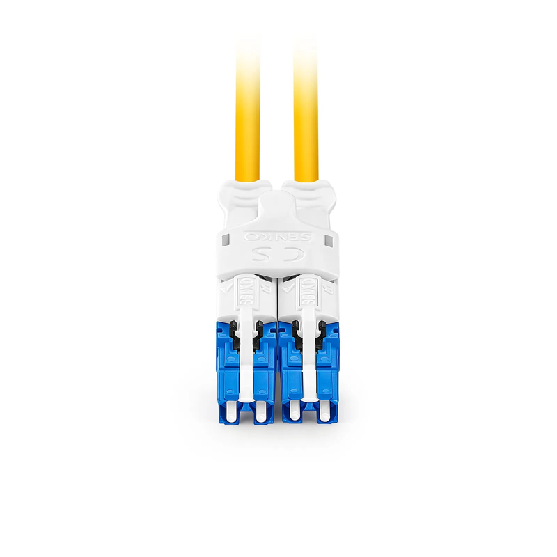 SFPS 10m (33ft) Fiber Patch Cable, 4 Fibers, 2 x CSA UPC Duplex to 2 x LC UPC Duplex Flat Clip Uniboot, Single Mode (OS2), Riser (OFNR), 2.0mm, Yellow, for 200/400/800G Network Connection