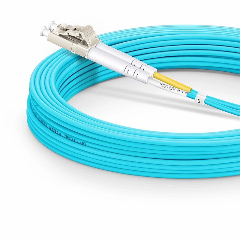 SFPS 15m (49ft) Fiber Patch Cable, 2 Fibers, LC UPC Duplex to SC UPC Duplex, Multimode (OM3), Riser (OFNR), 2.0mm, Tight-Buffered, Aqua