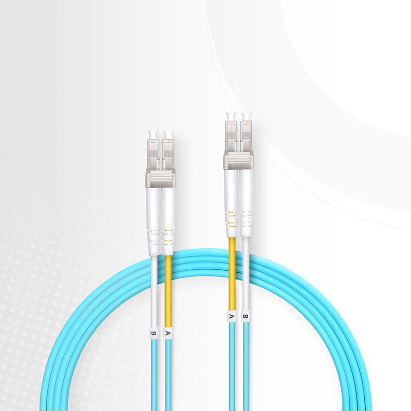 SFPS 7m (23ft) Fiber Patch Cable, 2 Fibers, LC UPC Duplex to SC UPC Duplex, Multimode (OM3), Riser (OFNR), 2.0mm, Tight-Buffered, Aqua