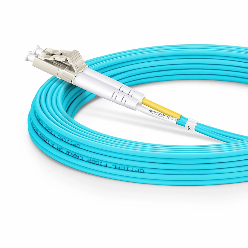 SFPS 7m (23ft) Fiber Patch Cable, 2 Fibers, LC UPC Duplex to SC UPC Duplex, Multimode (OM3), Riser (OFNR), 2.0mm, Tight-Buffered, Aqua