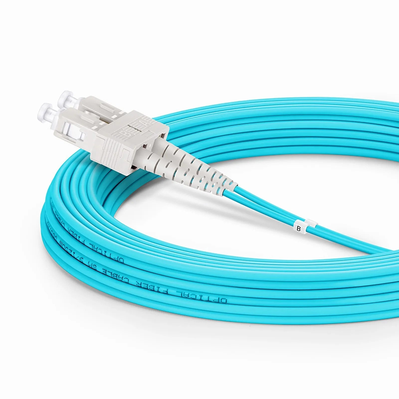 SFPS 7m (23ft) Fiber Patch Cable, 2 Fibers, LC UPC Duplex to SC UPC Duplex, Multimode (OM3), Riser (OFNR), 2.0mm, Tight-Buffered, Aqua