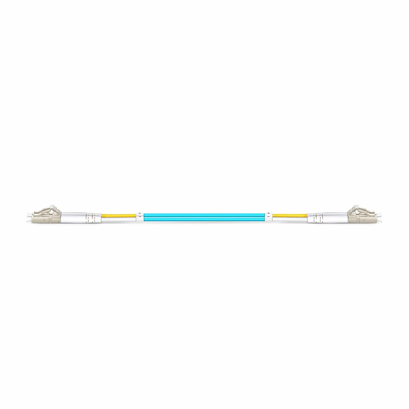 SFPS 0.3m (0.98ft) Fiber Patch Cable, 2 Fibers, LC UPC Duplex to LC UPC Duplex, Multimode (OM3), Riser (OFNR), 2.0mm, Tight-Buffered, Aqua