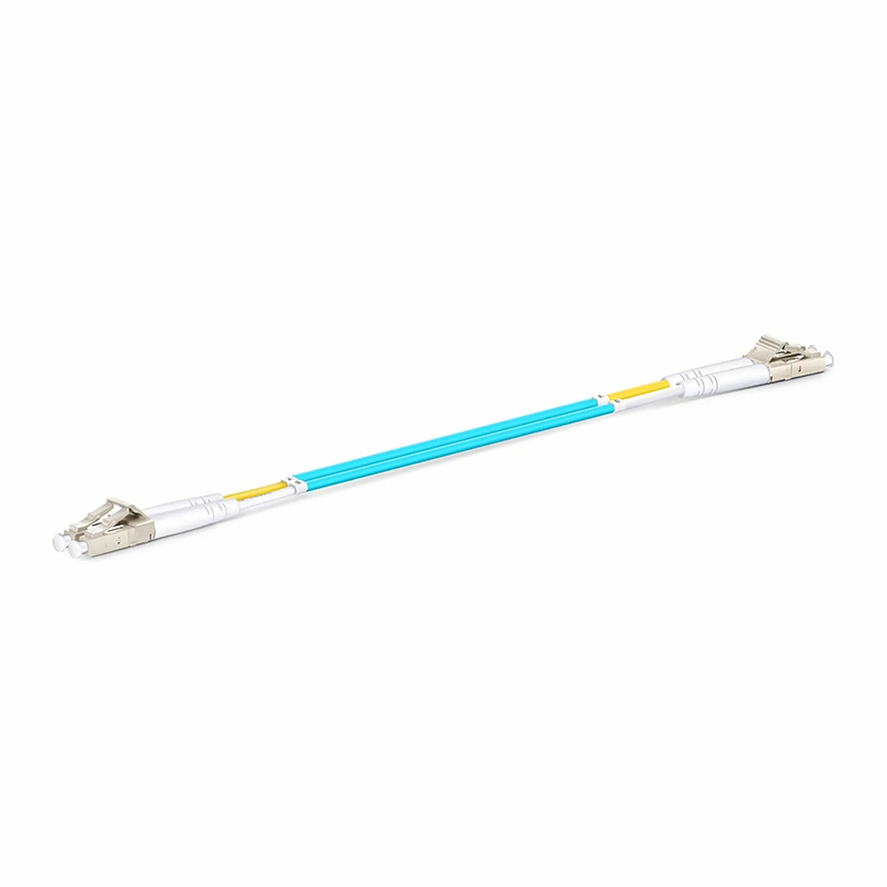 SFPS 0.3m (0.98ft) Fiber Patch Cable, 2 Fibers, LC UPC Duplex to LC UPC Duplex, Multimode (OM3), Riser (OFNR), 2.0mm, Tight-Buffered, Aqua