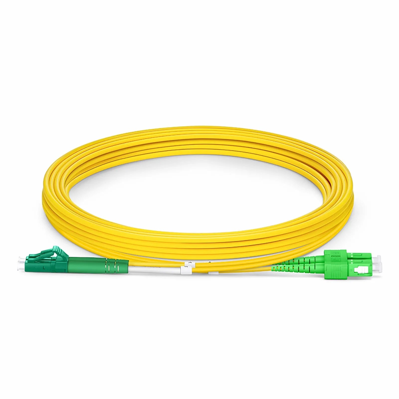 SFPS 3m (10ft) Fiber Patch Cable, 2 Fibers, LC APC Duplex to SC APC Duplex, Single Mode (OS2), Riser (OFNR), 2.0mm, Tight-Buffered, Yellow
