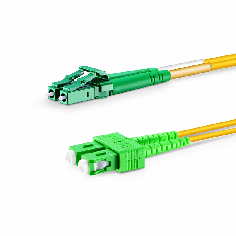 SFPS 3m (10ft) Fiber Patch Cable, 2 Fibers, LC APC Duplex to SC APC Duplex, Single Mode (OS2), Riser (OFNR), 2.0mm, Tight-Buffered, Yellow