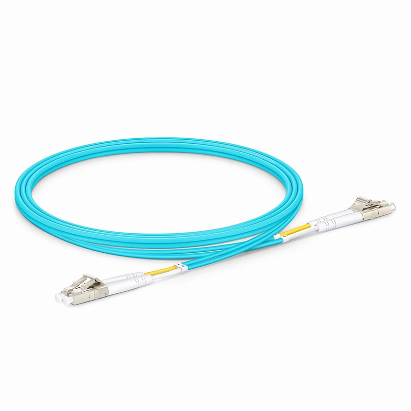 SFPS 3m (10ft) Fiber Patch Cable, 2 Fibers, LC UPC Duplex to LC UPC Duplex, Multimode (OM4), Riser (OFNR), 2.0mm, Tight-Buffered, Aqua, 10 Pcs/Pack