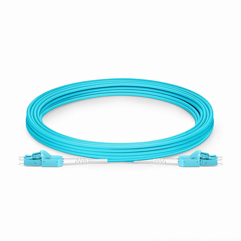 SFPS 5m (16ft) Fiber Patch Cable, 2 Fibers, LC UPC Duplex to LC UPC Duplex Standard Clip Uniboot, Multimode (OM3), Riser (OFNR), 2.0mm, Aqua
