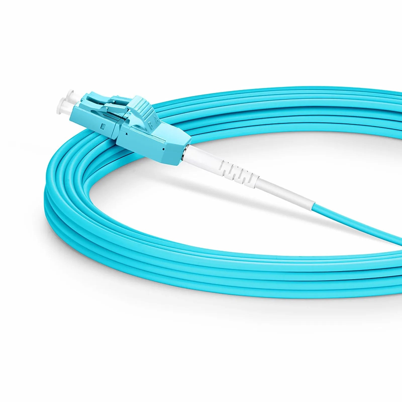 SFPS 5m (16ft) Fiber Patch Cable, 2 Fibers, LC UPC Duplex to LC UPC Duplex Standard Clip Uniboot, Multimode (OM3), Riser (OFNR), 2.0mm, Aqua