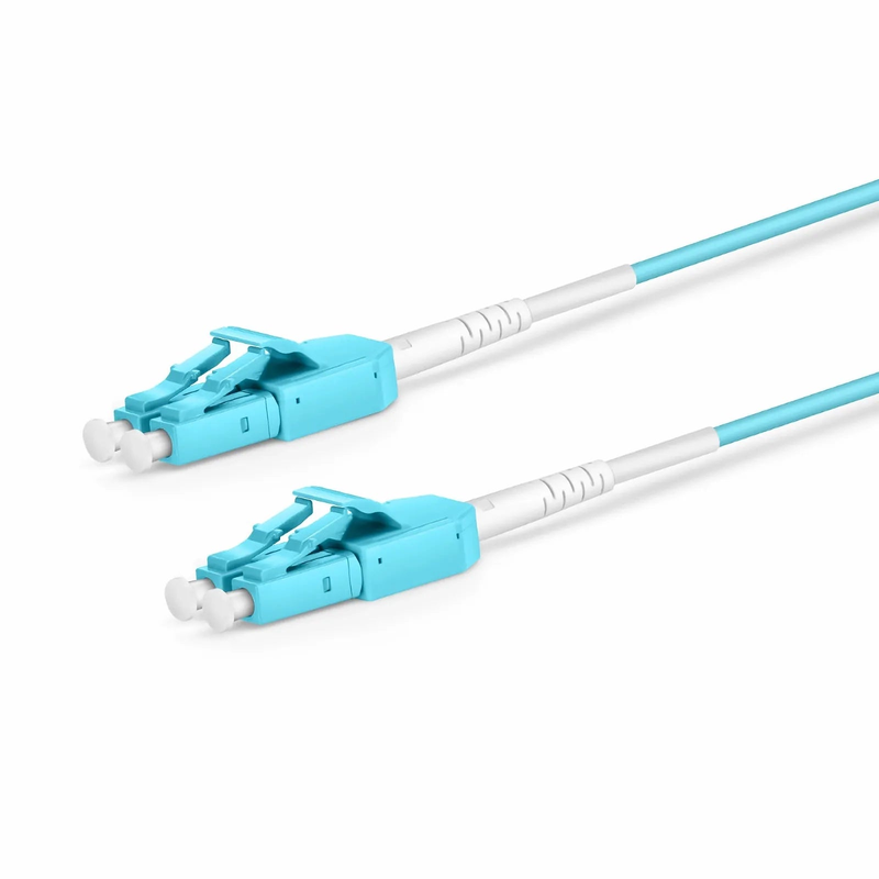 SFPS 5m (16ft) Fiber Patch Cable, 2 Fibers, LC UPC Duplex to LC UPC Duplex Standard Clip Uniboot, Multimode (OM3), Riser (OFNR), 2.0mm, Aqua